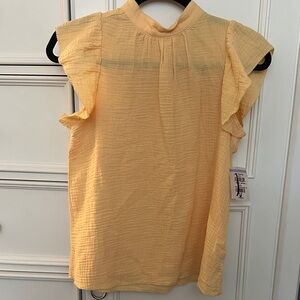 Joe's Jeans Light Yellow Ruffle Sleeve Blouse